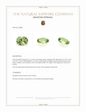 1.13 Ct. Green Sapphire from Ceylon (Sri Lanka) Appraisal