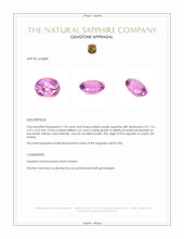 1.34 Ct. Pinkish Purple Sapphire from Ceylon (Sri Lanka) Appraisal