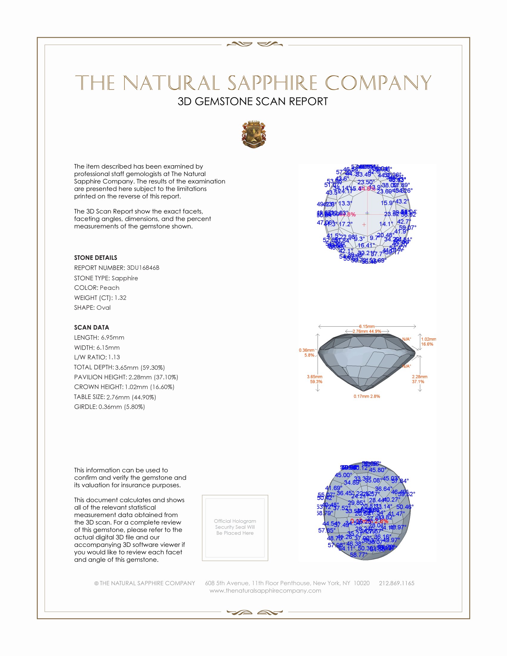 1.32 Ct. Peach Sapphire from Ceylon (Sri Lanka)