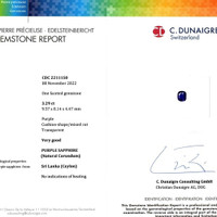 3.29 Ct. Purple Sapphire from Ceylon (Sri Lanka) Scan Report