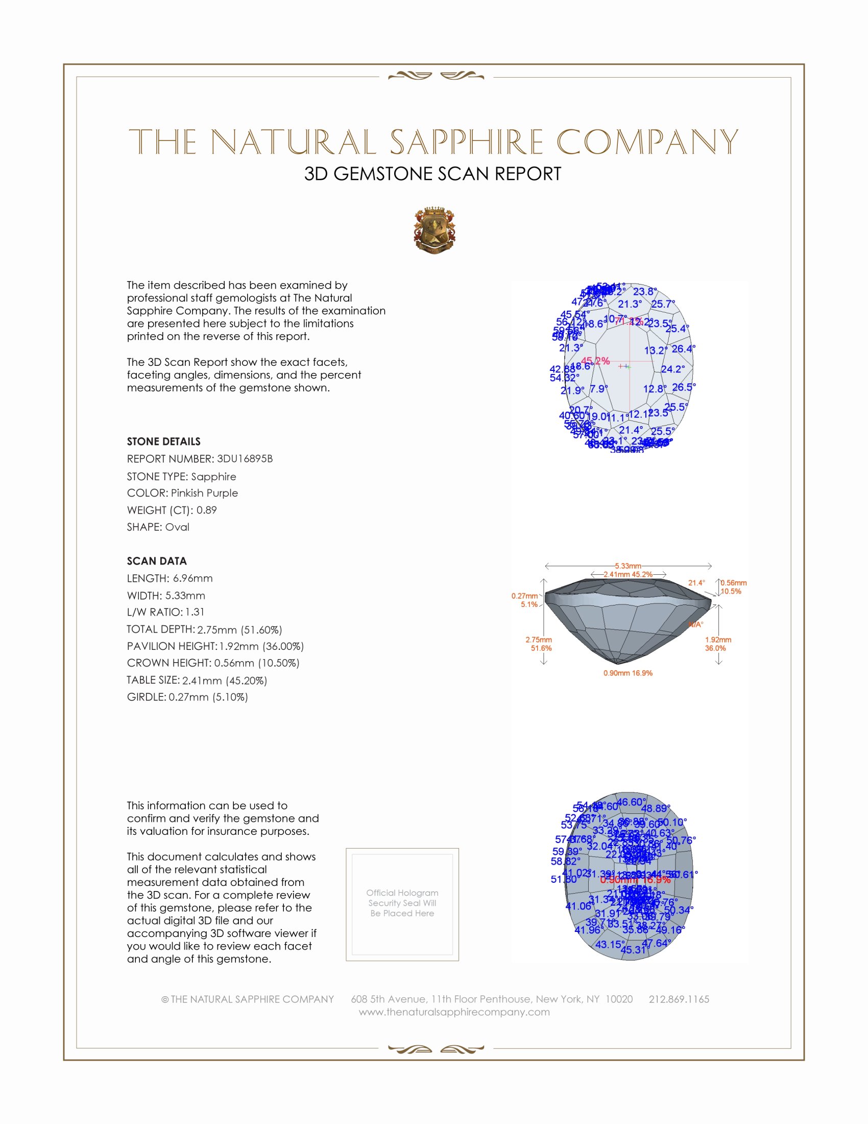 0.89 Ct. Pinkish Purple Sapphire from Ceylon (Sri Lanka)