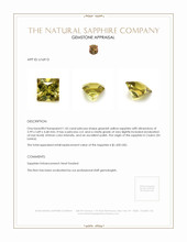 1.43 Ct. Greenish Yellow Sapphire from Ceylon (Sri Lanka) Appraisal