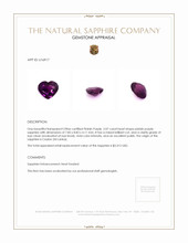 2.07 Ct. Pinkish Purple Sapphire from Ceylon (Sri Lanka) Appraisal