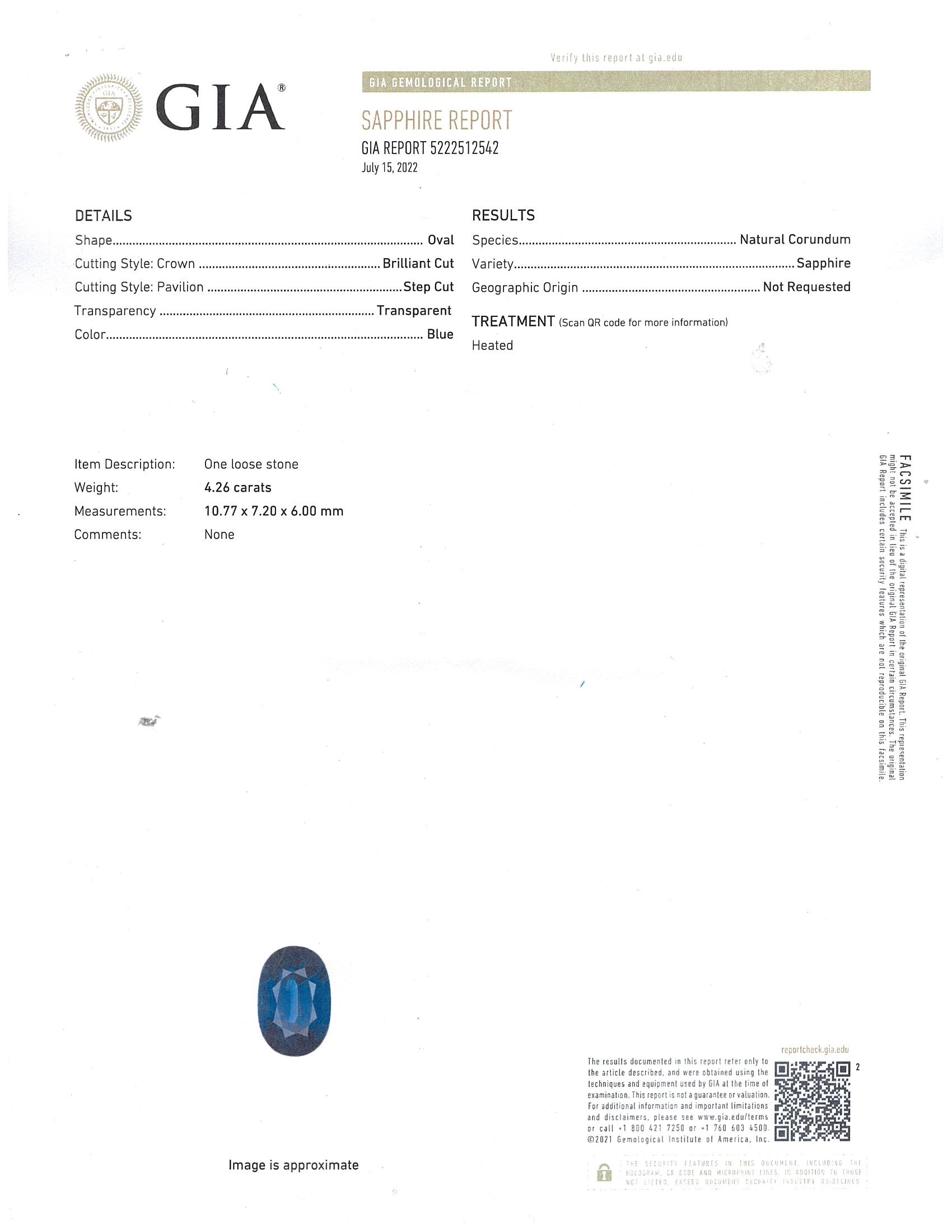 4.26 Ct. Greenish Blue Sapphire from Ceylon (Sri Lanka)