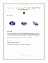 0.72 Ct. Violet Sapphire from Ceylon (Sri Lanka) Appraisal