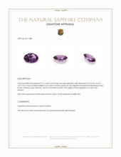 0.72 Ct. Purple Sapphire from Ceylon (Sri Lanka) Appraisal