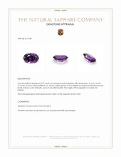 0.72 Ct. Purple Sapphire from Ceylon (Sri Lanka) Appraisal