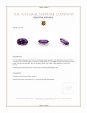 0.72 Ct. Purple Sapphire from Ceylon (Sri Lanka) Appraisal