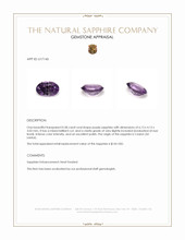 0.58 Ct. Purple Sapphire from Ceylon (Sri Lanka) Appraisal