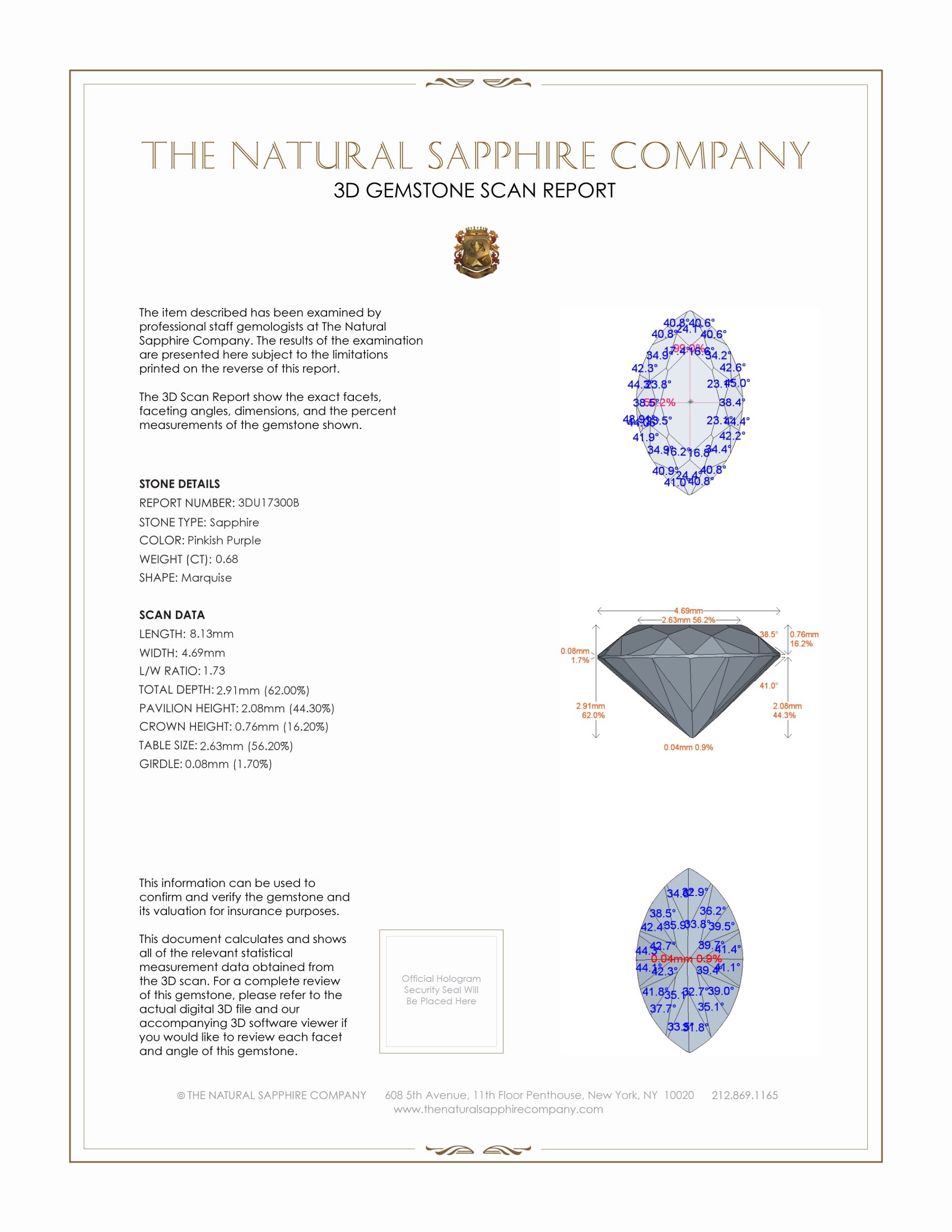 0.68 Ct. Pinkish Purple Sapphire from Madagascar