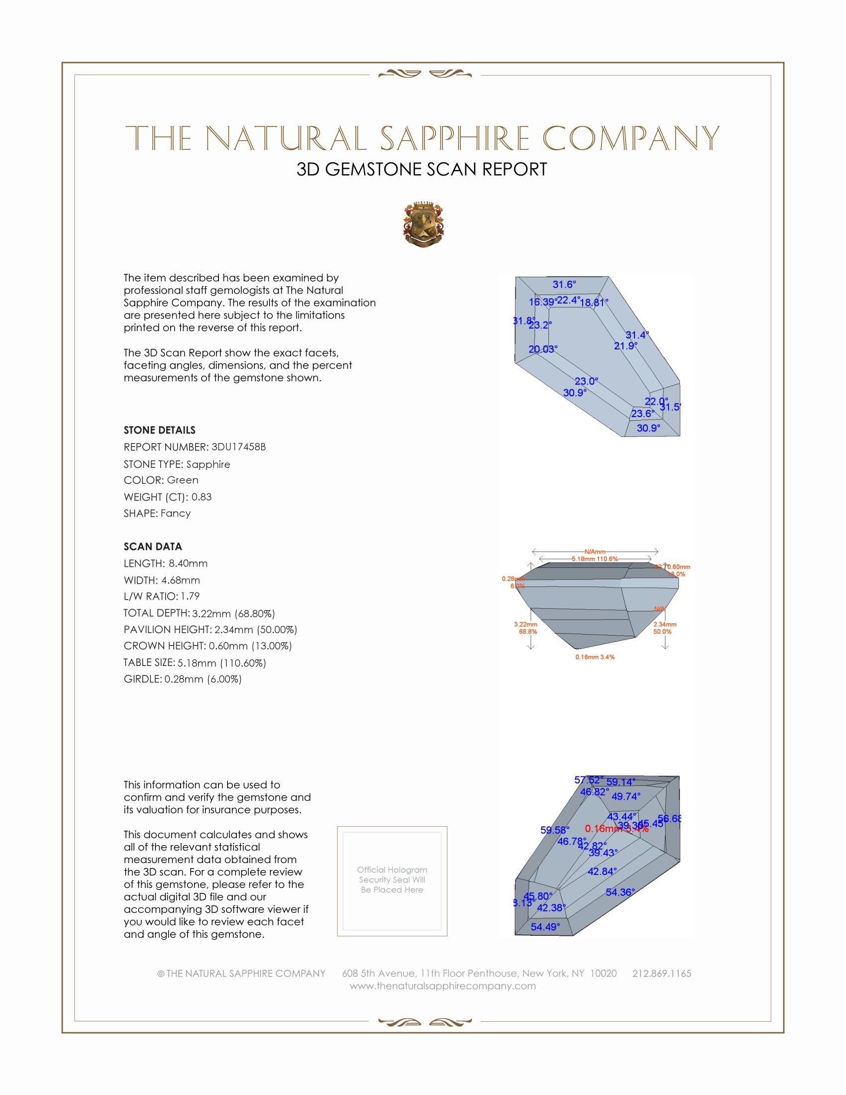 0.83 Ct. Green Sapphire from Montana