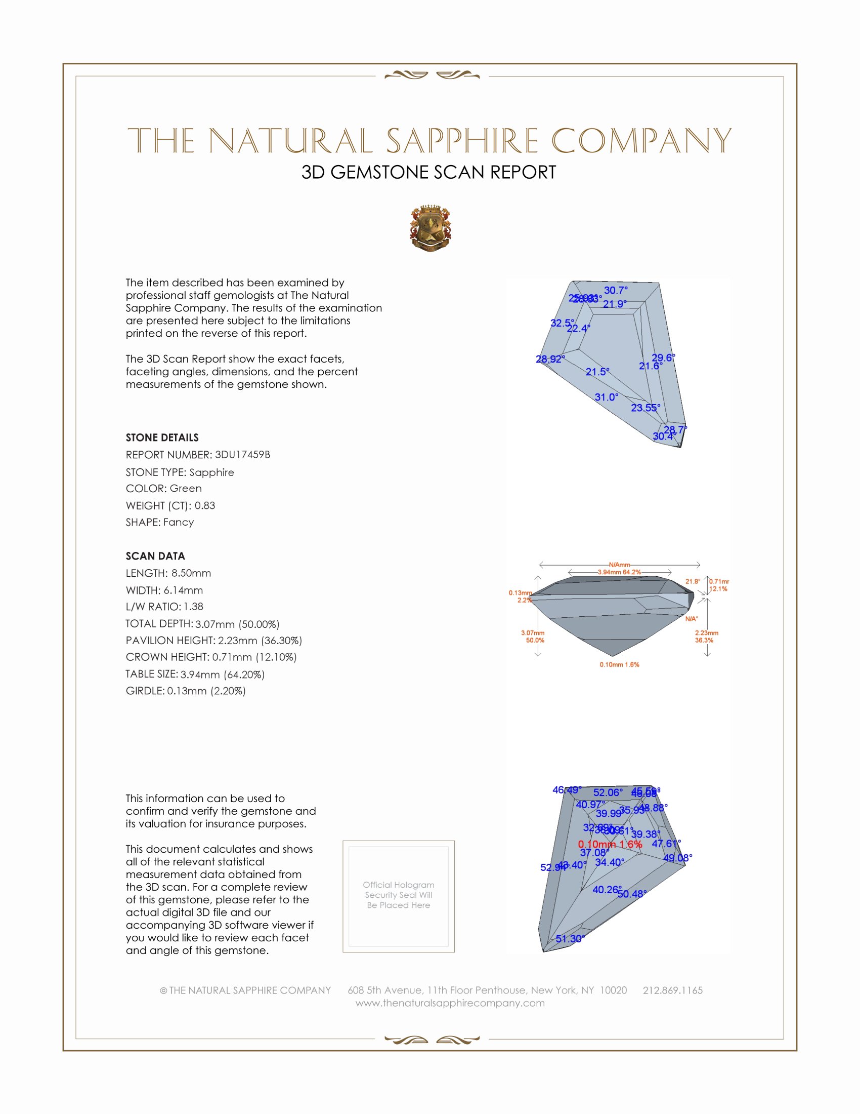 0.83 Ct. Green Sapphire from Montana