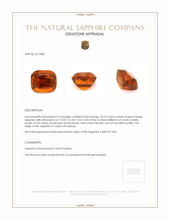 20.75 Ct. Orange Sapphire from Ceylon (Sri Lanka) Appraisal