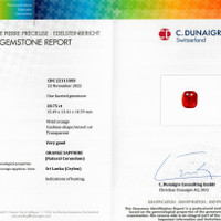 20.75 Ct. Orange Sapphire from Ceylon (Sri Lanka) Scan Report