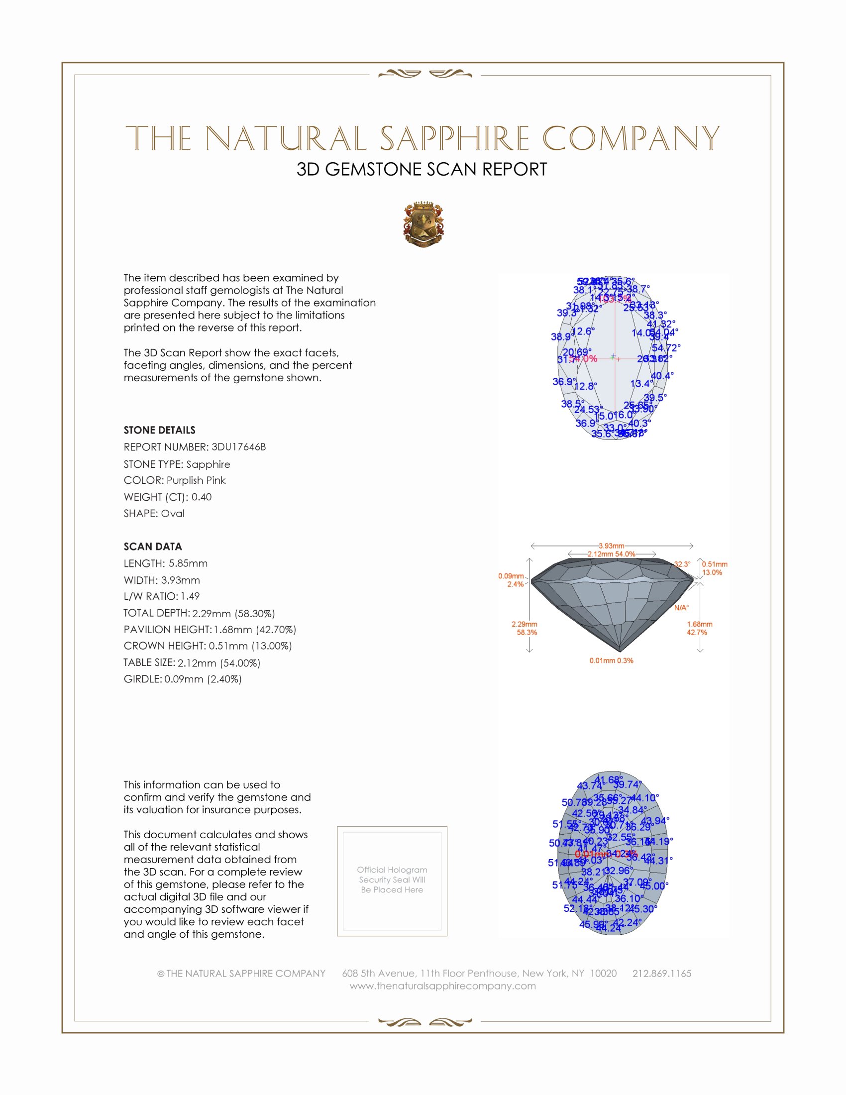 0.40 Ct. Purplish Pink Sapphire from Ceylon (Sri Lanka)