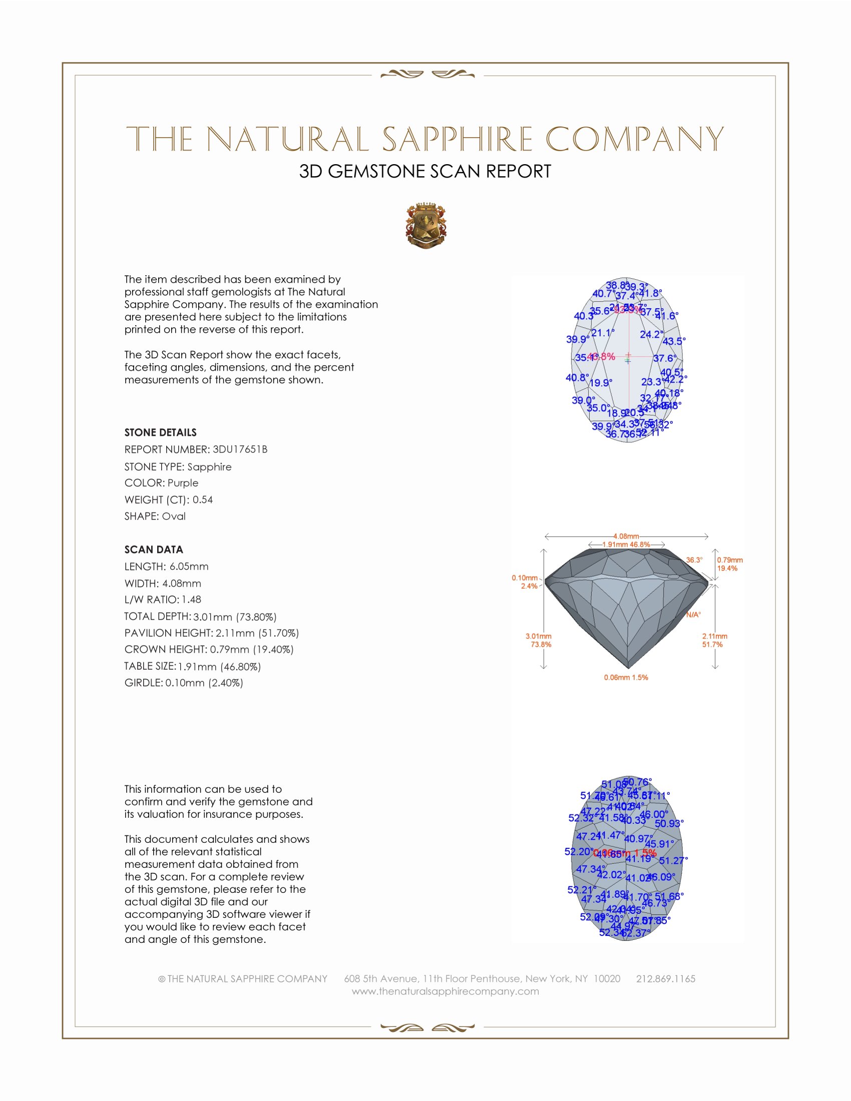 0.54 Ct. Purple Sapphire from Ceylon (Sri Lanka)