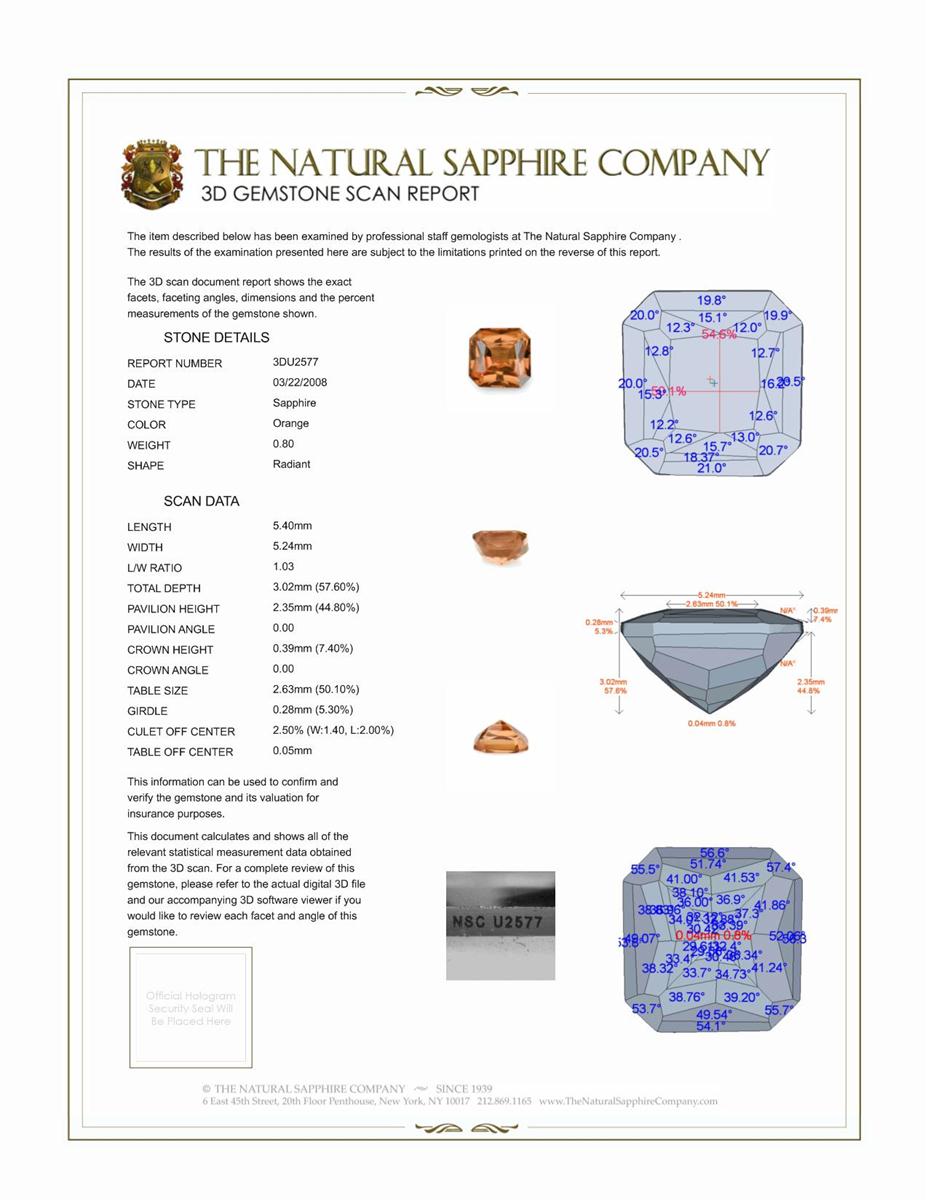 0.80 Ct. Orange Sapphire and Natural Diamond Antique Style Ring, 18K White Gold