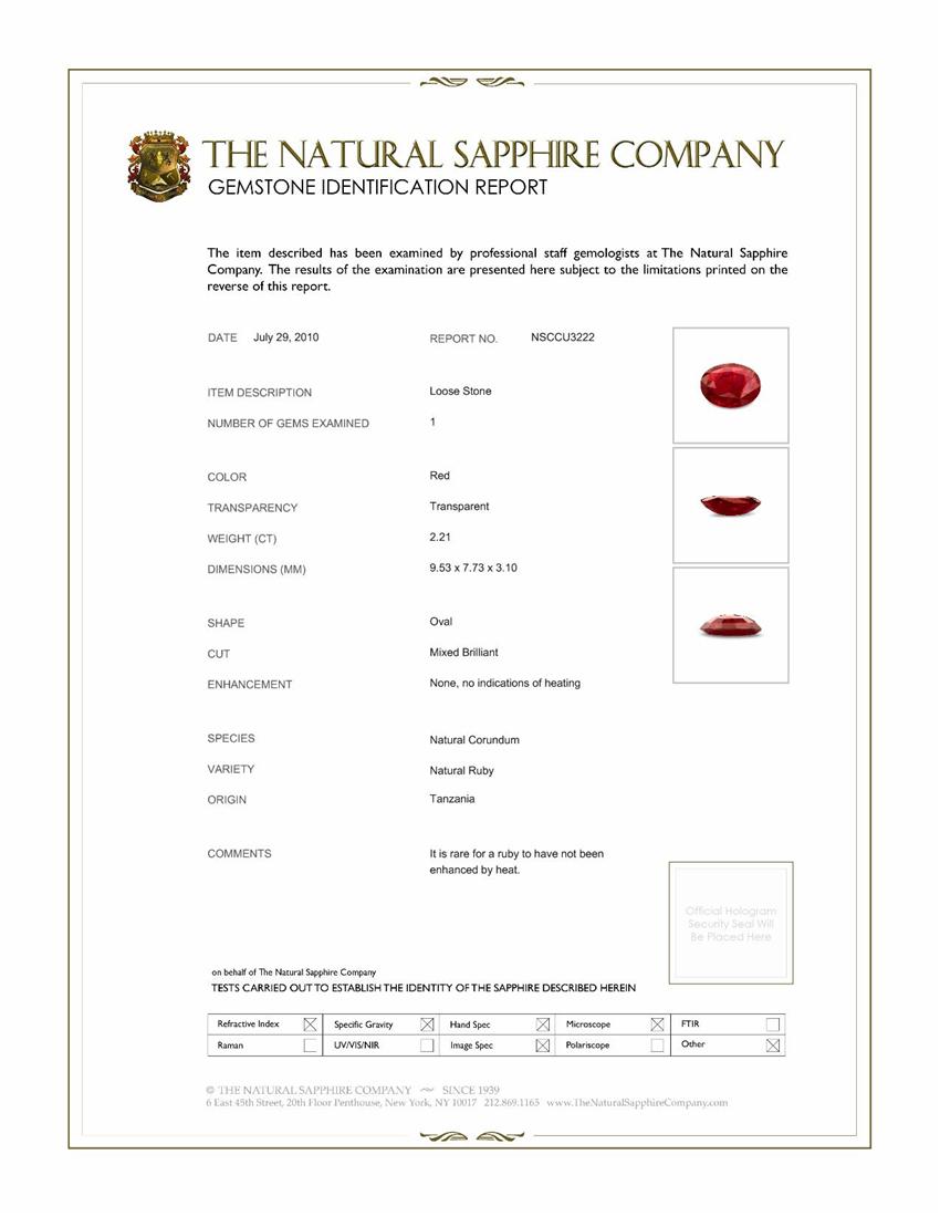 2.21 Ct. Ruby from Tanzania