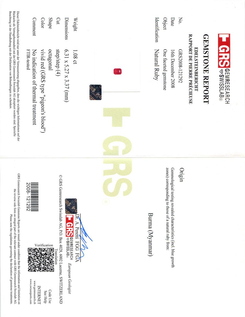 1.08 Ct. Ruby from Burma (Myanmar)