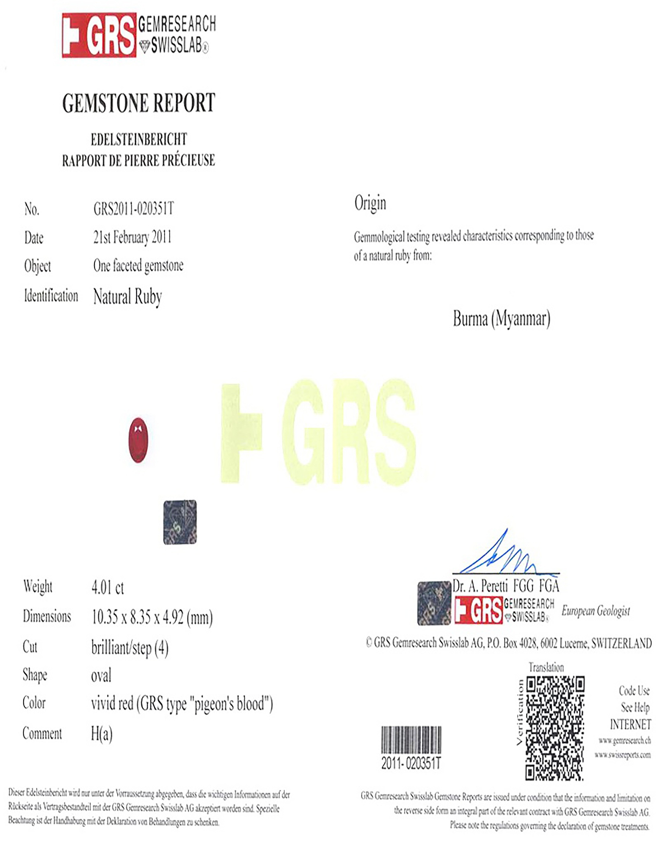 4.01 Ct. Ruby from Burma (Myanmar)