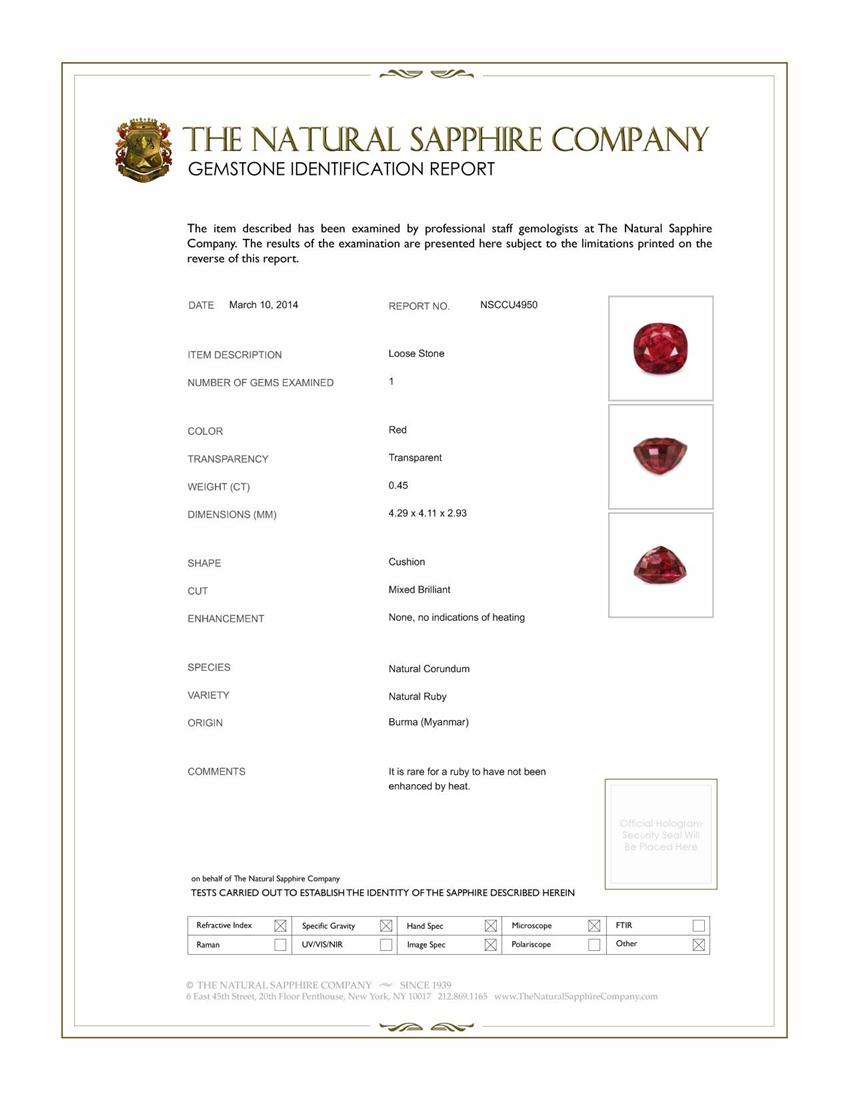 0.45 Ct. Ruby from Burma (Myanmar)