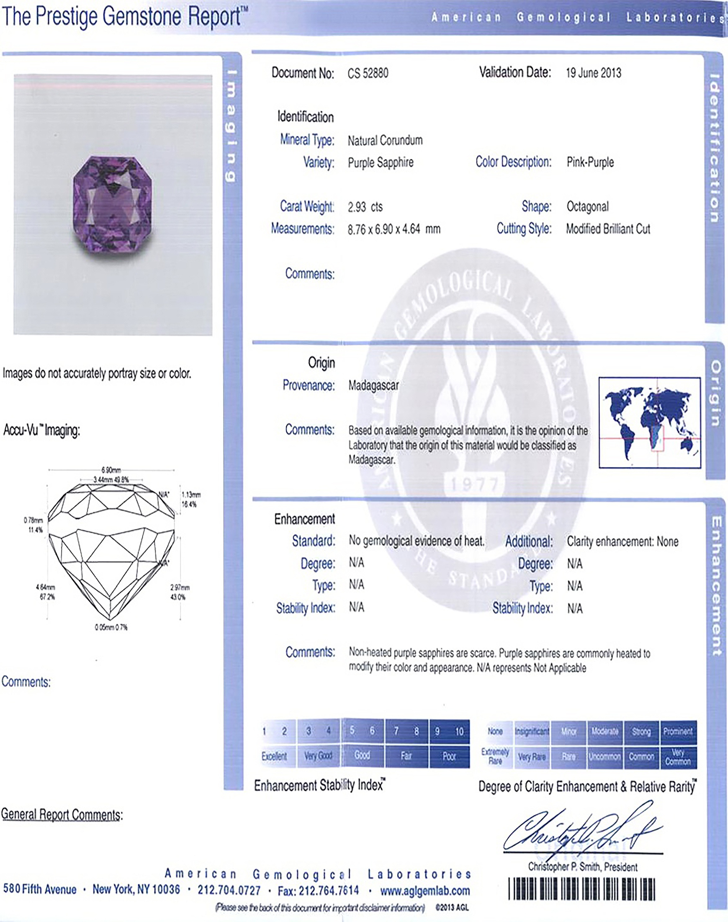 2.93 Ct. Pinkish Purple Sapphire from Madagascar