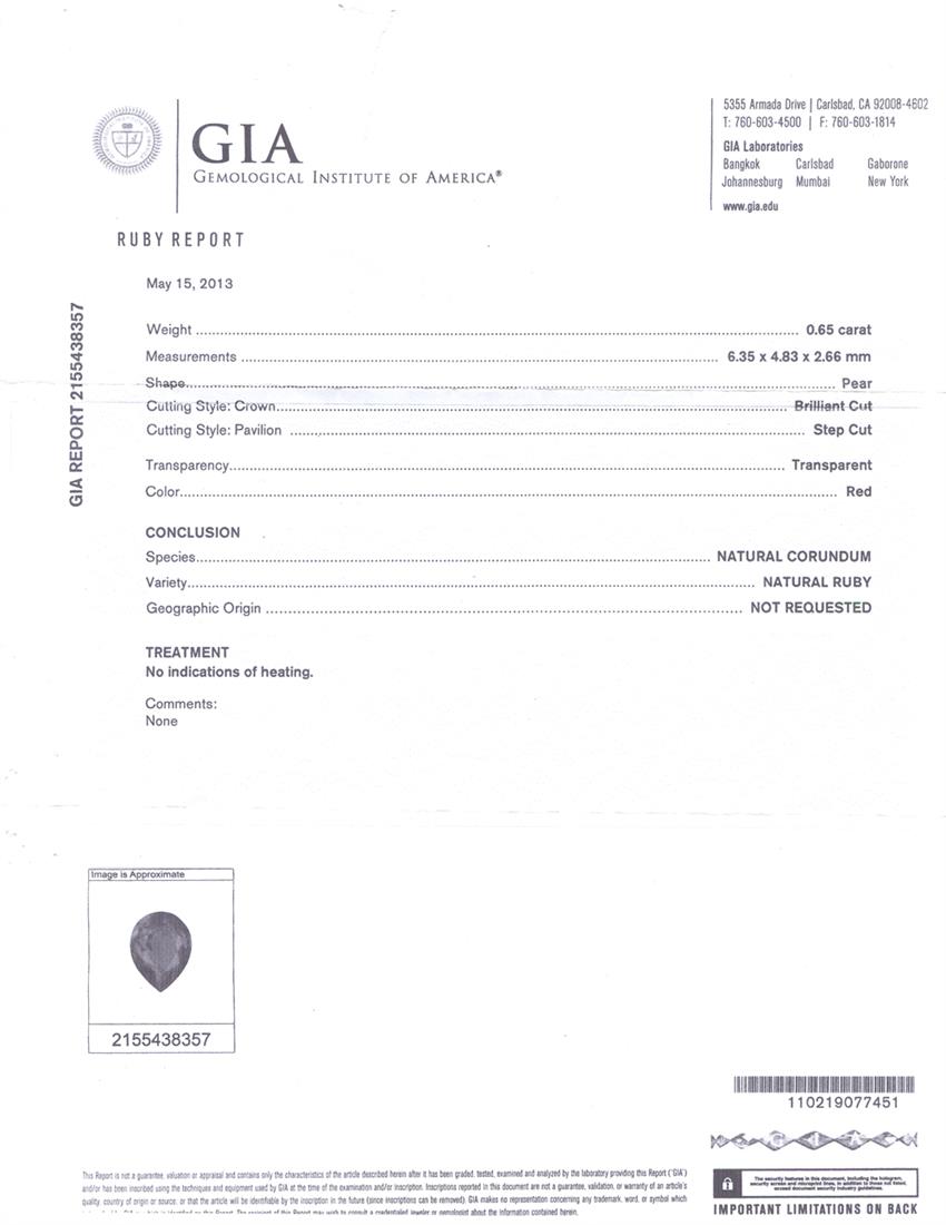 0.65 Ct. Ruby from Burma (Myanmar)