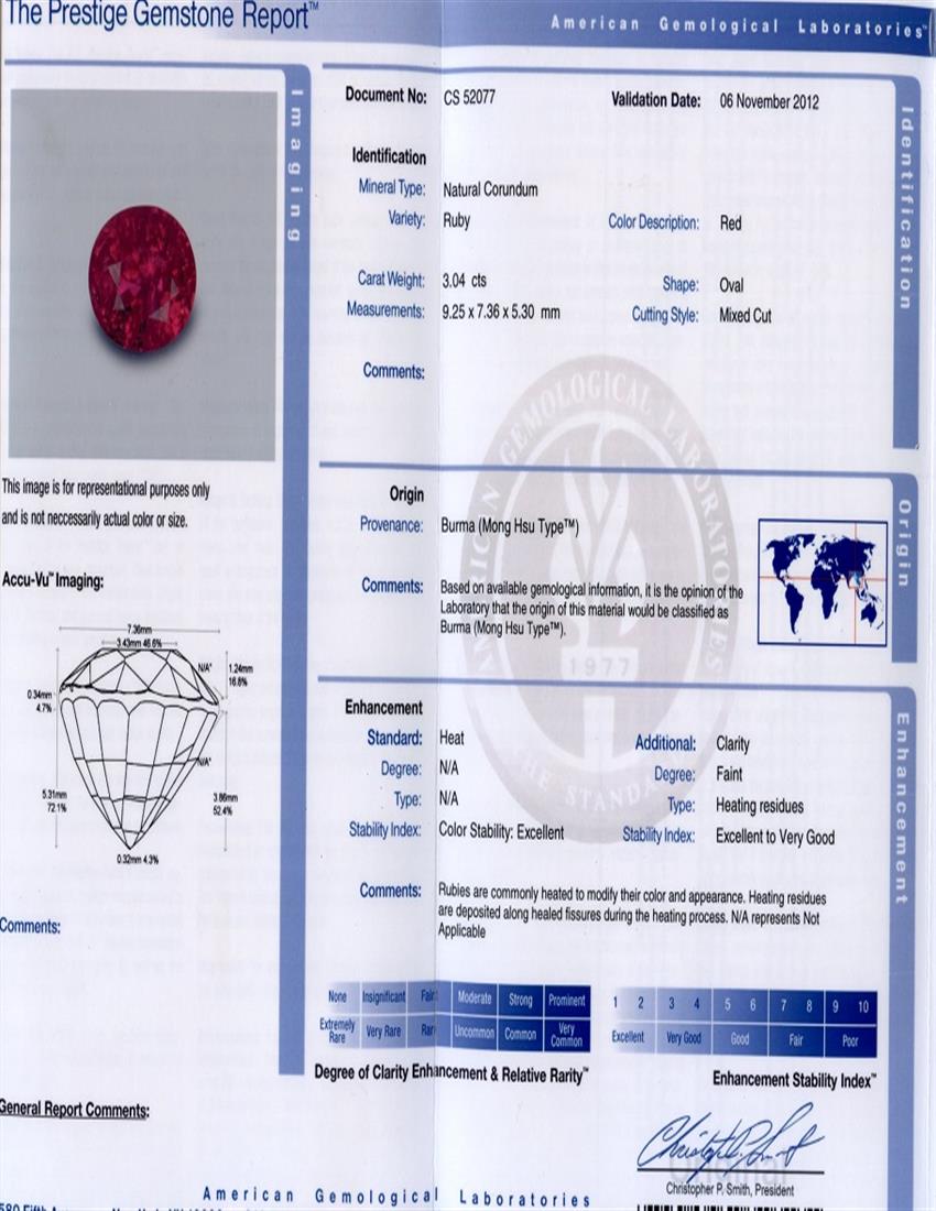 3.04 Ct. Ruby from Burma (Myanmar)