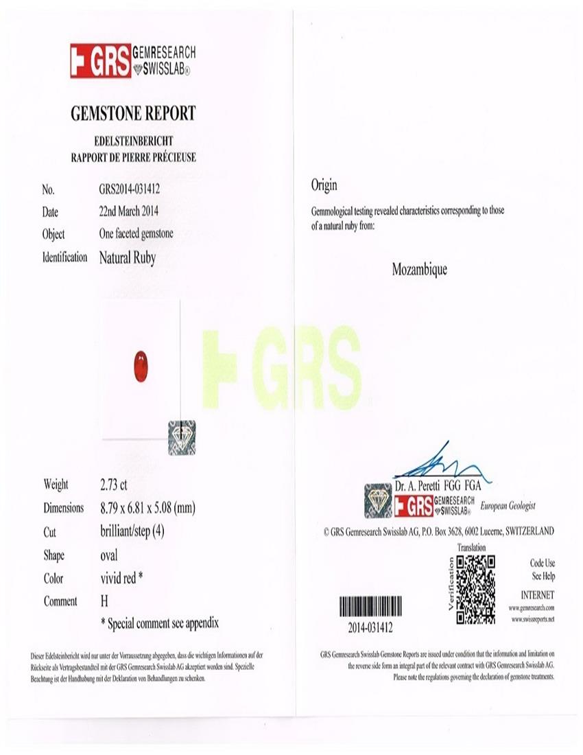 2.73 Ct. Ruby from Mozambique