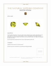 1.38 Ct. Yellowish Green Sapphire from Ceylon (Sri Lanka) Appraisal