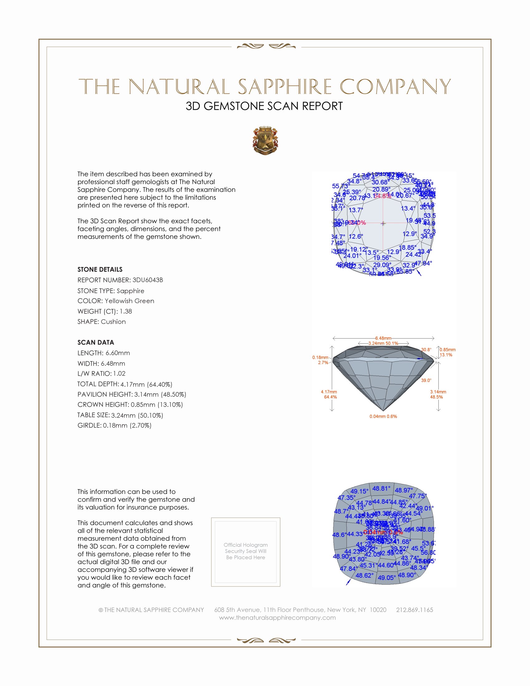 1.38 Ct. Yellowish Green Sapphire from Ceylon (Sri Lanka)