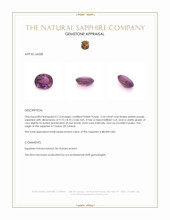 3.54 Ct. Pinkish Purple Sapphire from Ceylon (Sri Lanka) Appraisal