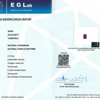 2.79 Ct. Pinkish Purple Sapphire from Ceylon (Sri Lanka) Scan Report