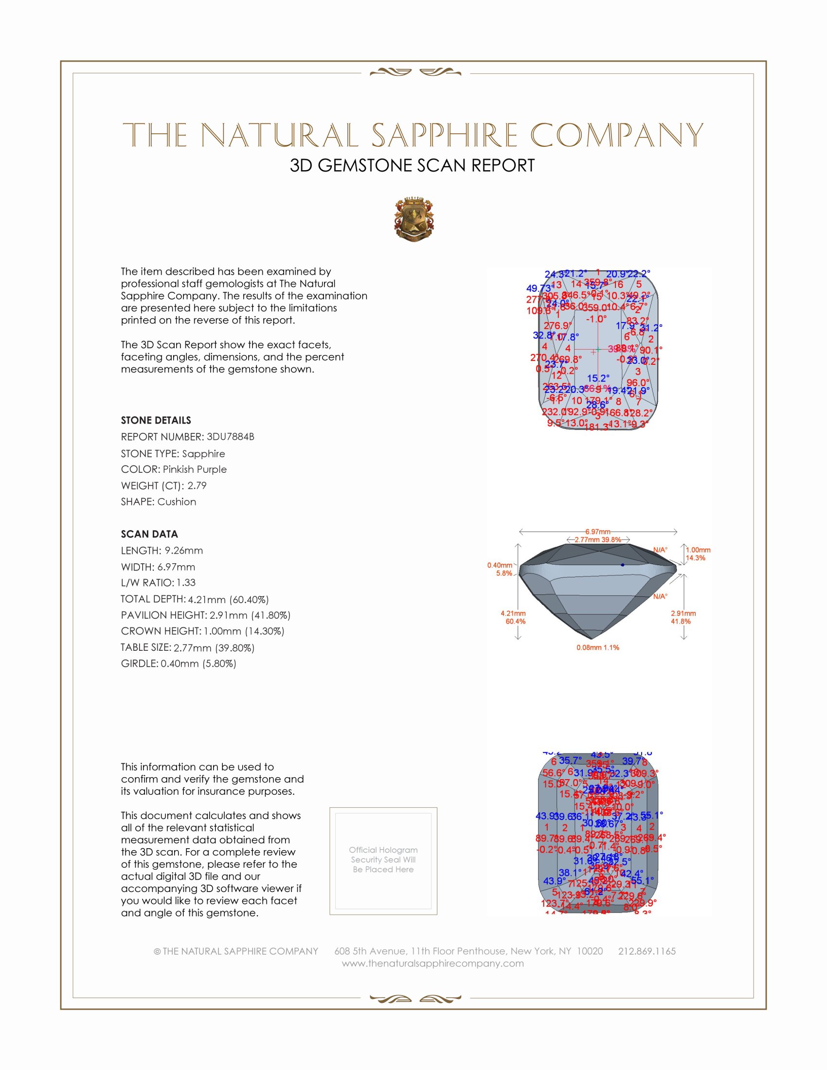 2.79 Ct. Pinkish Purple Sapphire from Ceylon (Sri Lanka)