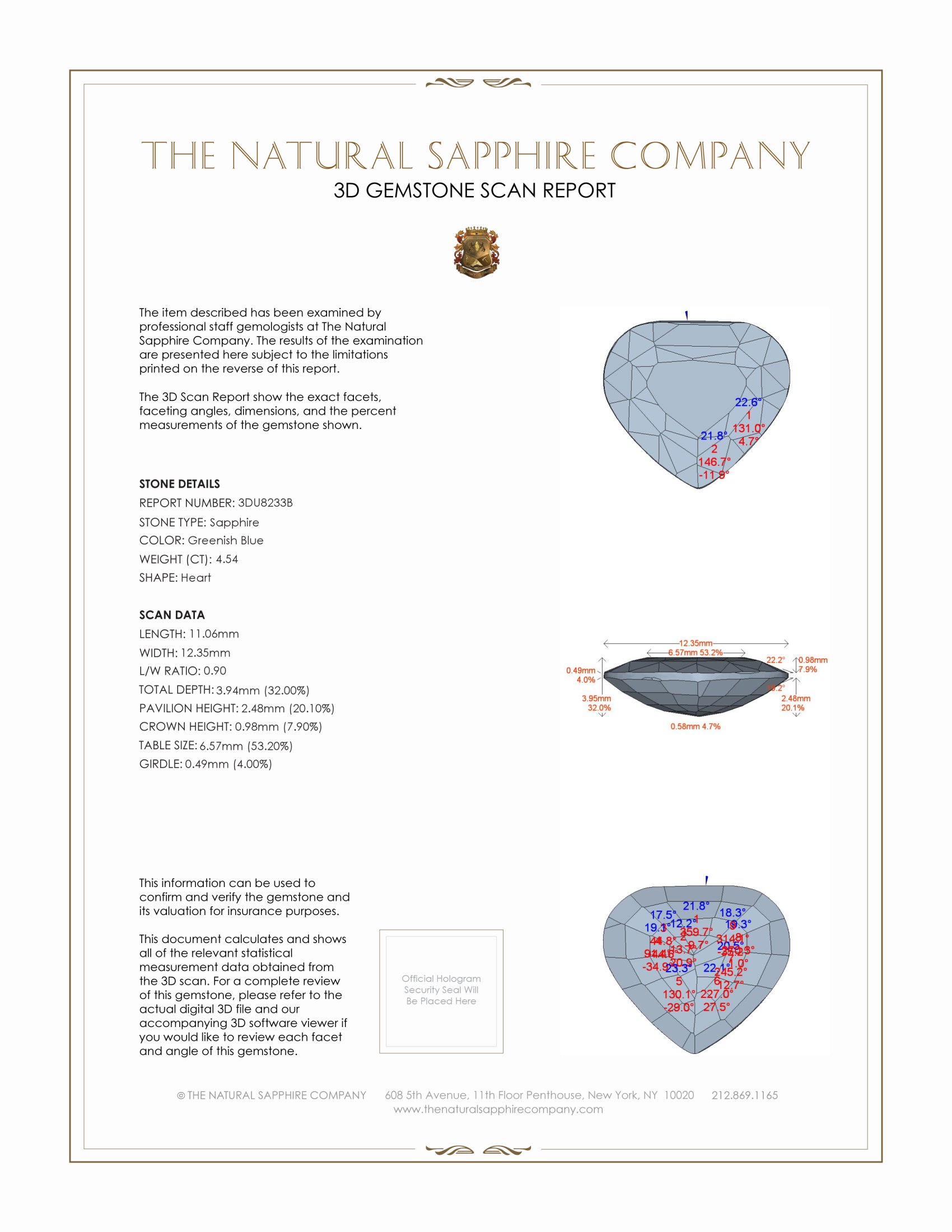 4.54 Ct. Greenish Blue Sapphire from Ceylon (Sri Lanka)