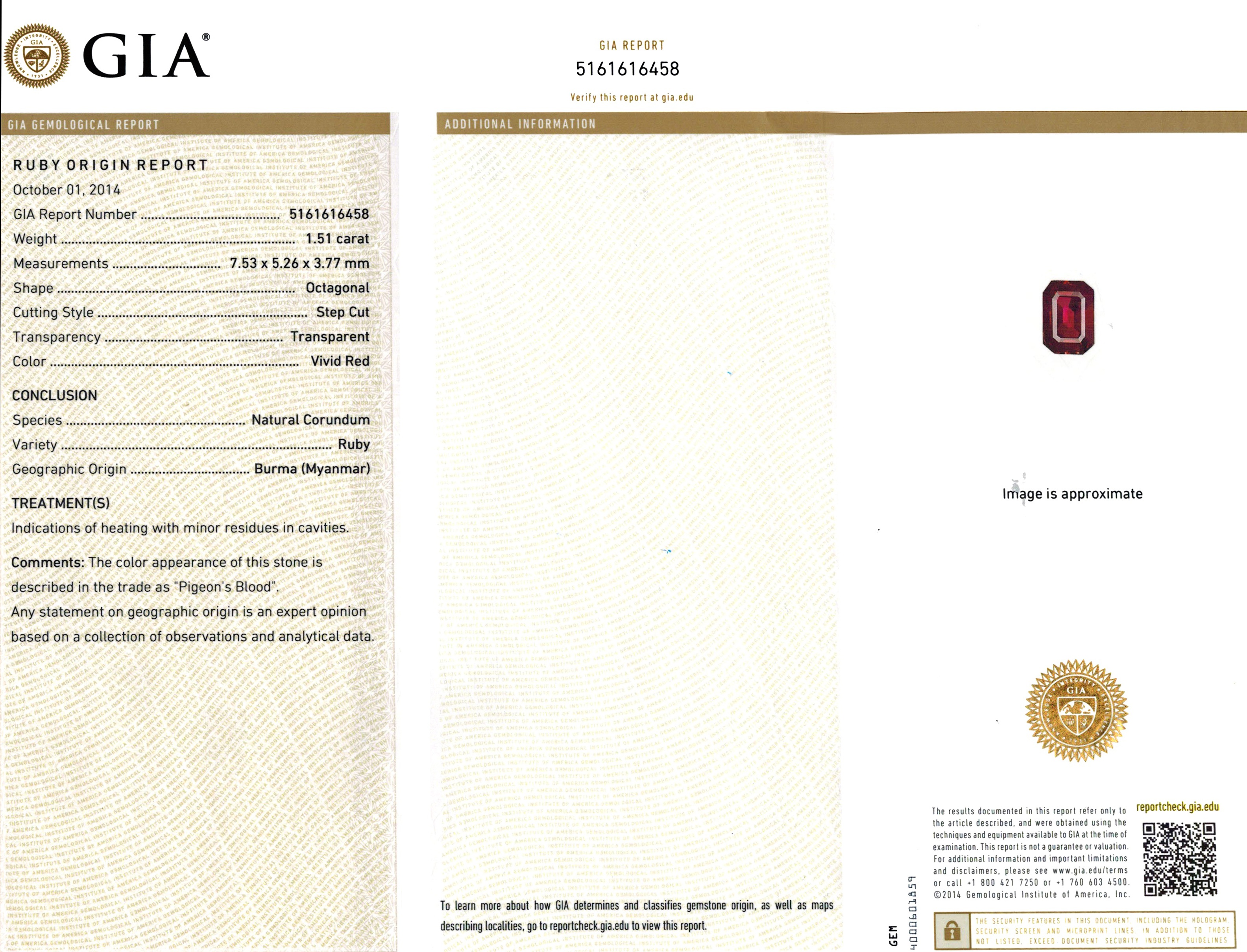 1.51 Ct. Ruby from Burma (Myanmar)
