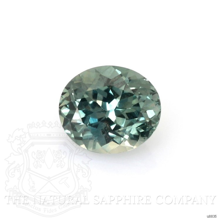 Accent Stones Bluish Green Sapphire Ring 0.70 Ct., 18K White Gold