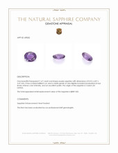 1.67 Ct. Purple Sapphire from Ceylon (Sri Lanka) Appraisal