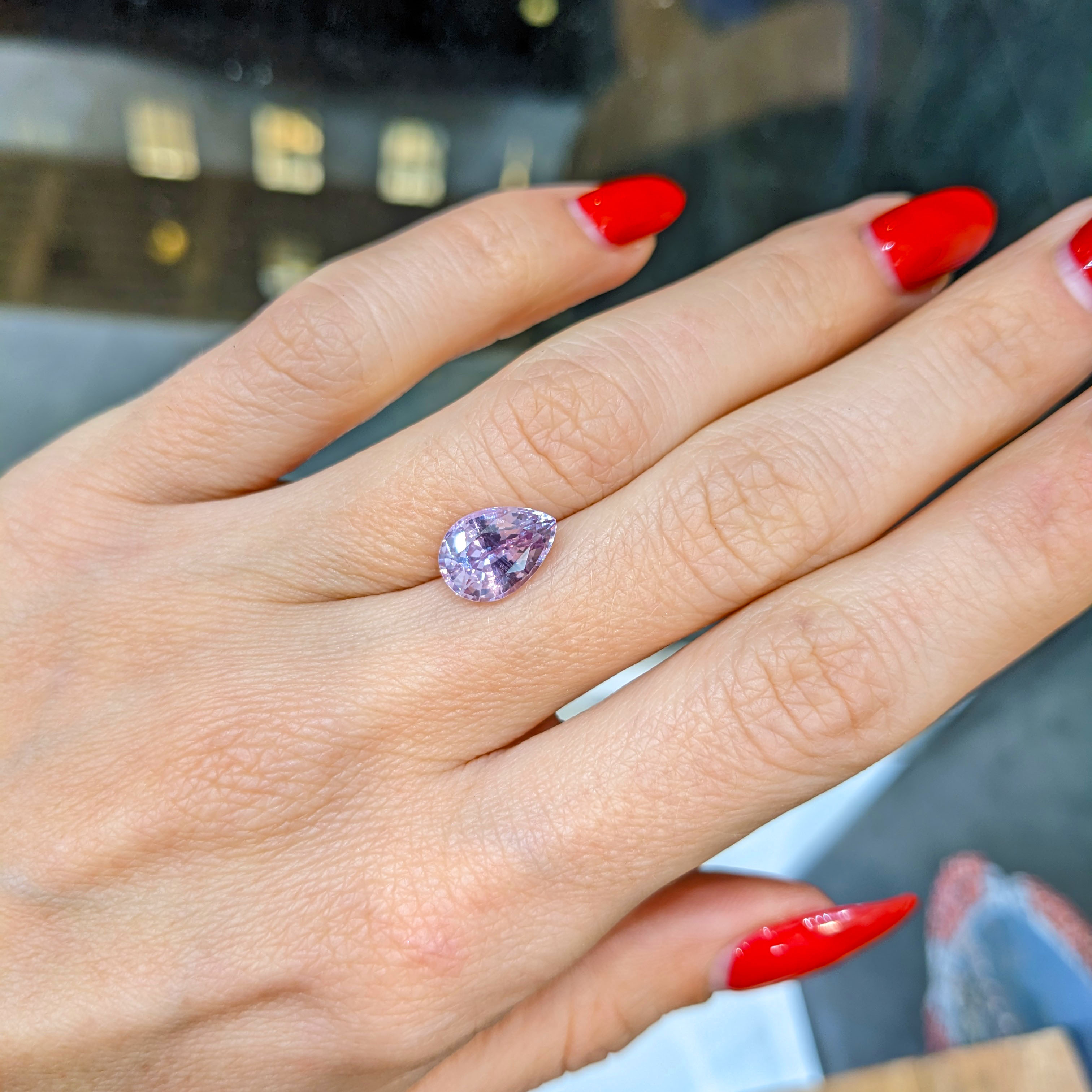 Loose Pinkish Purple Sapphire - Pear 3.22 Ct. - #U9088 | The