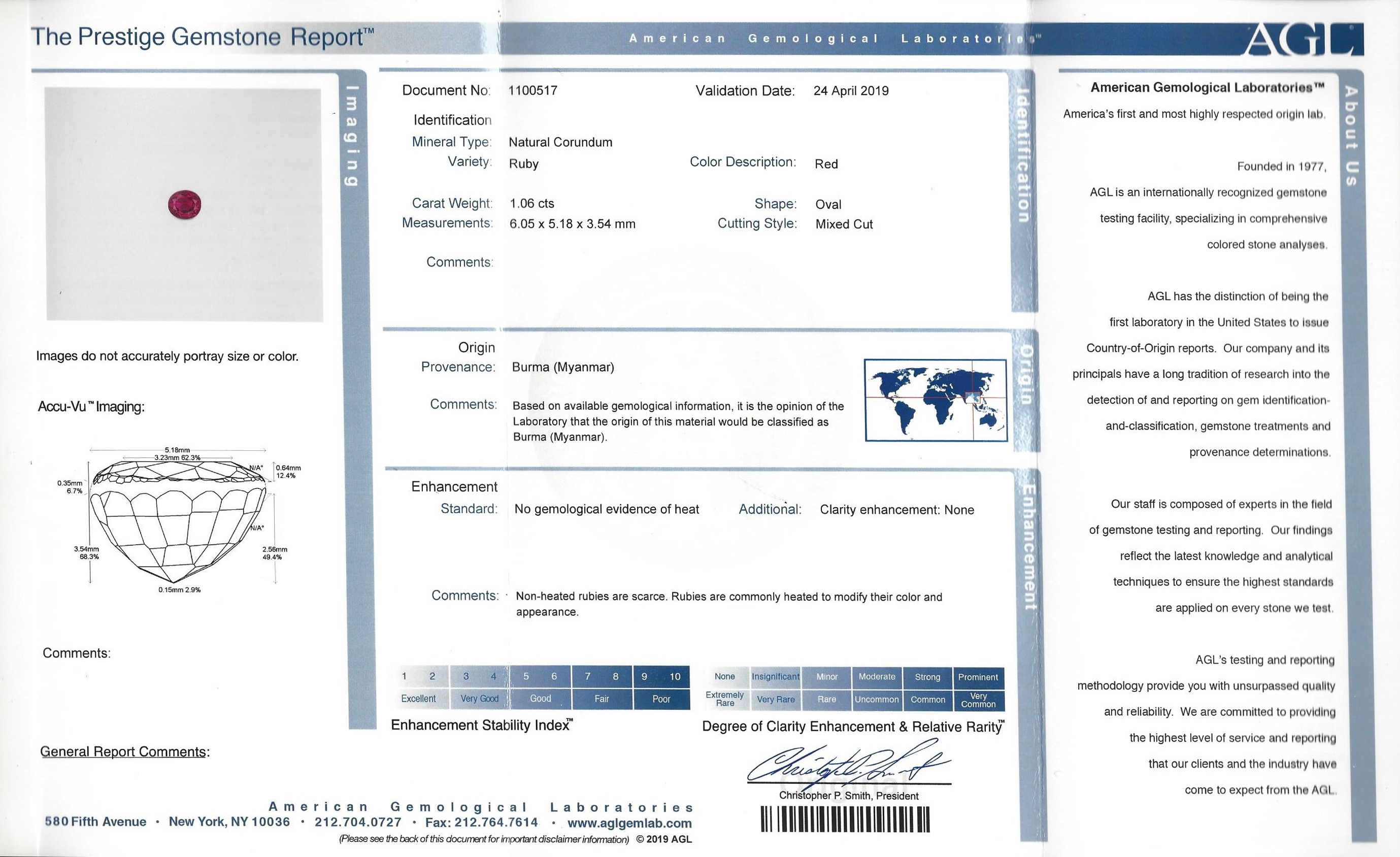 1.06 Ct. Ruby from Burma (Myanmar)