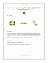 1.24 Ct. Yellowish Green Sapphire from Ceylon (Sri Lanka) Appraisal