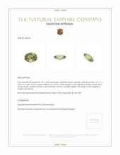 1.81 Ct. Yellowish Green Sapphire from Ceylon (Sri Lanka) Appraisal