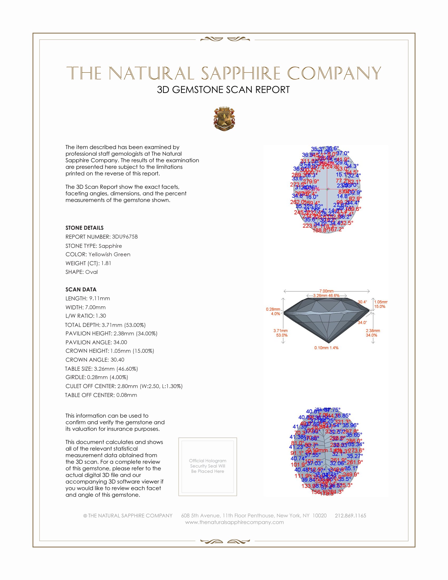 1.81 Ct. Yellowish Green Sapphire from Ceylon (Sri Lanka)