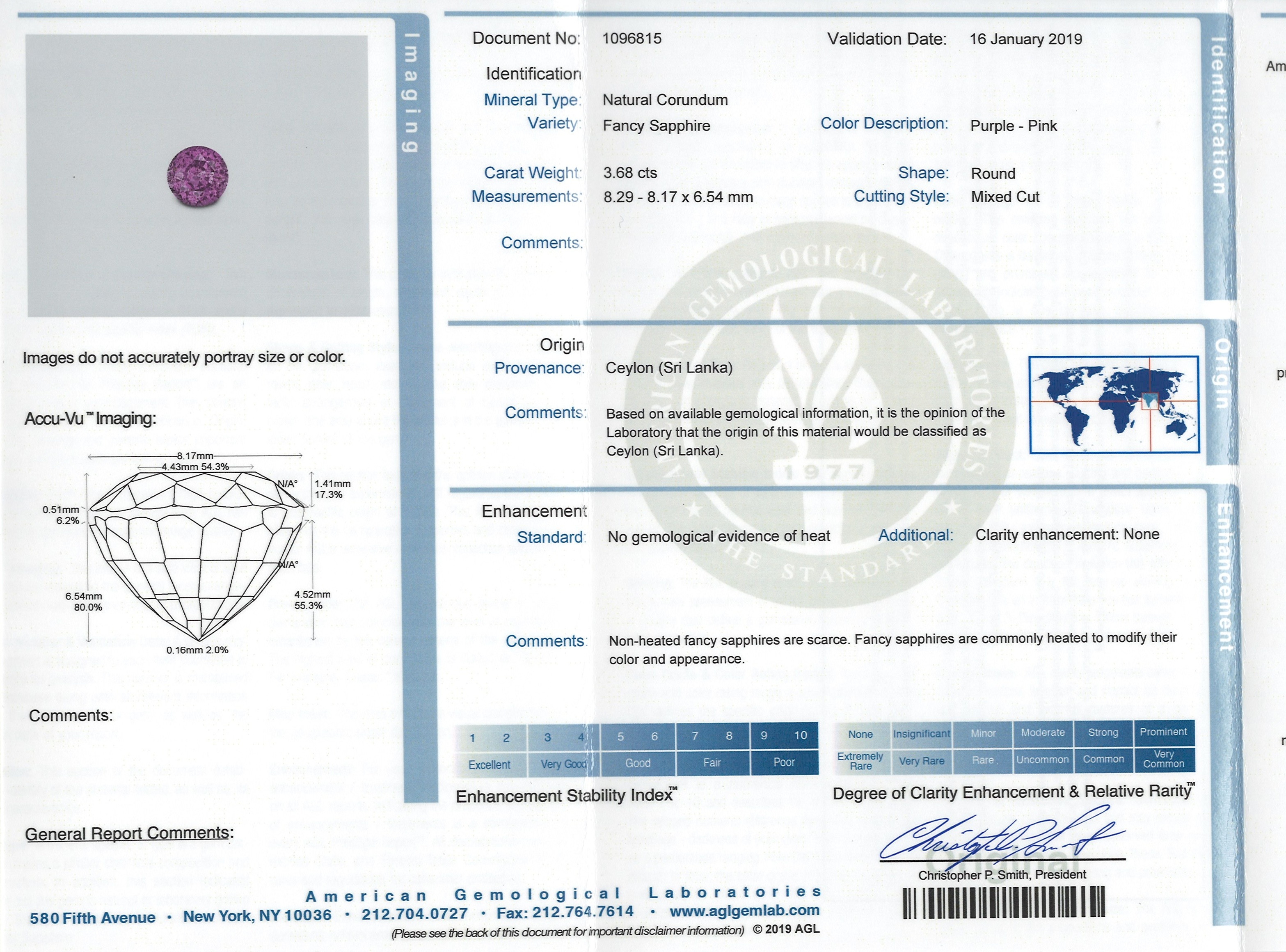 3.68 Ct. Purplish Pink Sapphire from Ceylon (Sri Lanka)