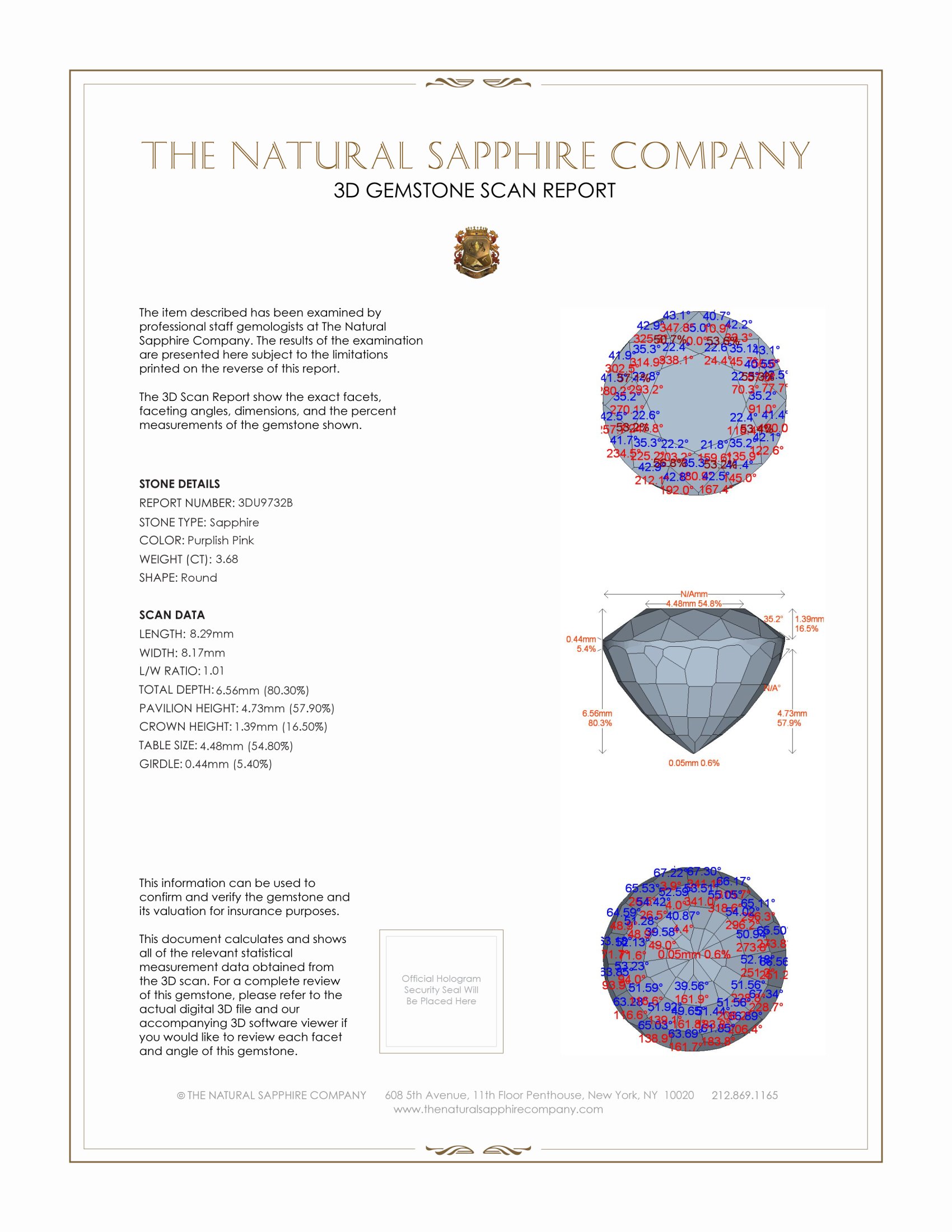 3.68 Ct. Purplish Pink Sapphire from Ceylon (Sri Lanka)