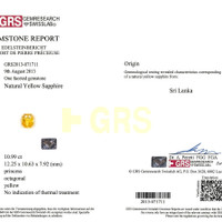 10.99 Ct. Yellow Sapphire from Ceylon (Sri Lanka) Scan Report