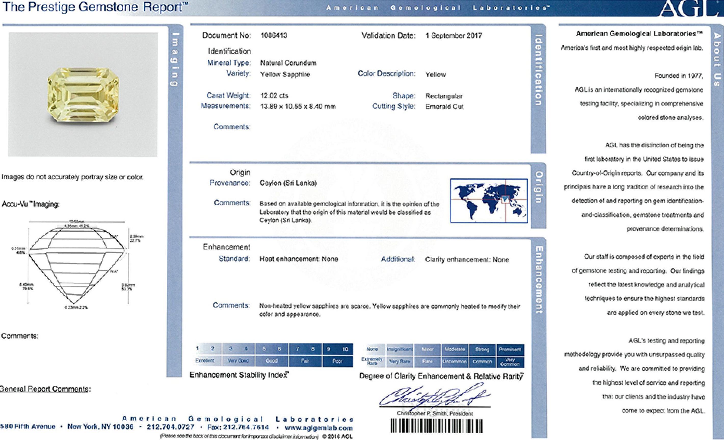 12.02 Ct. Yellow Sapphire from Ceylon (Sri Lanka)