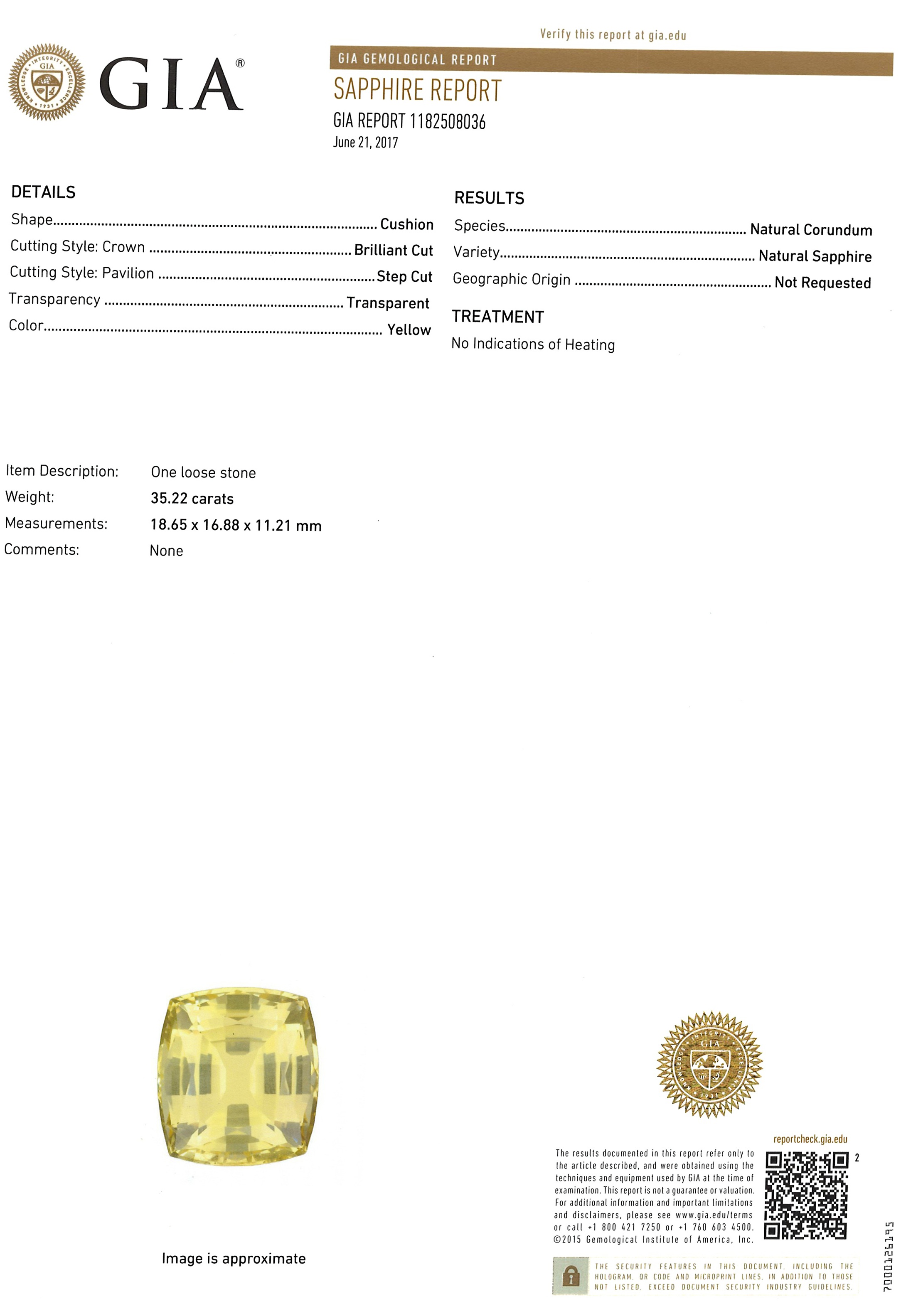 35.22 Ct. Yellow Sapphire from Ceylon (Sri Lanka)