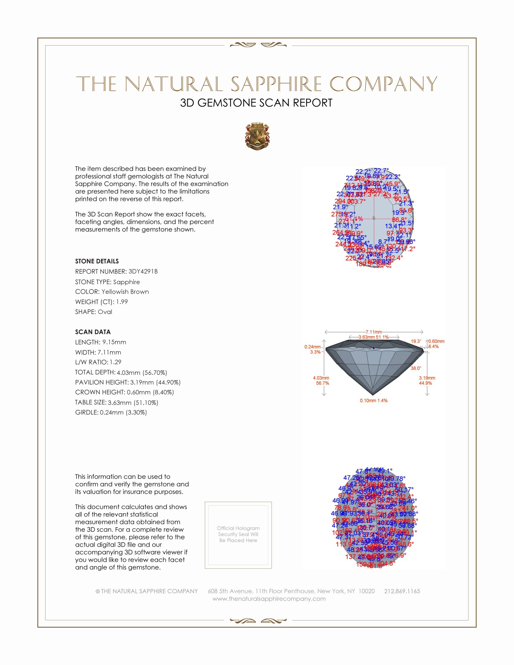 1.99 Ct. Yellowish Brown Sapphire from Ceylon (Sri Lanka)