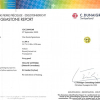 11.09 Ct. Yellow Sapphire from Ceylon (Sri Lanka) Scan Report